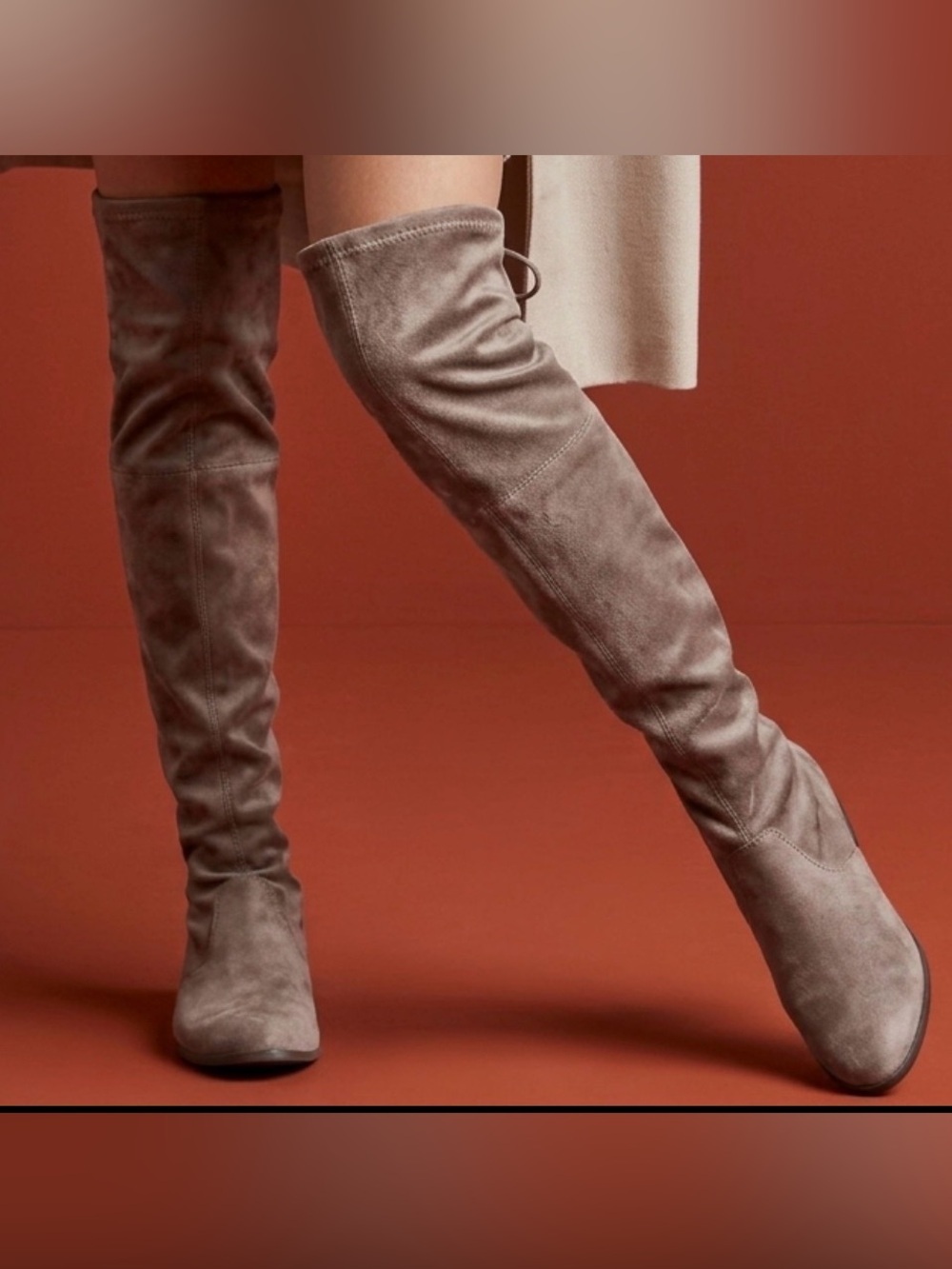 Unisa Over-the-Knee faux Suede Boots in Taupe Gray - Picture 11 of 11